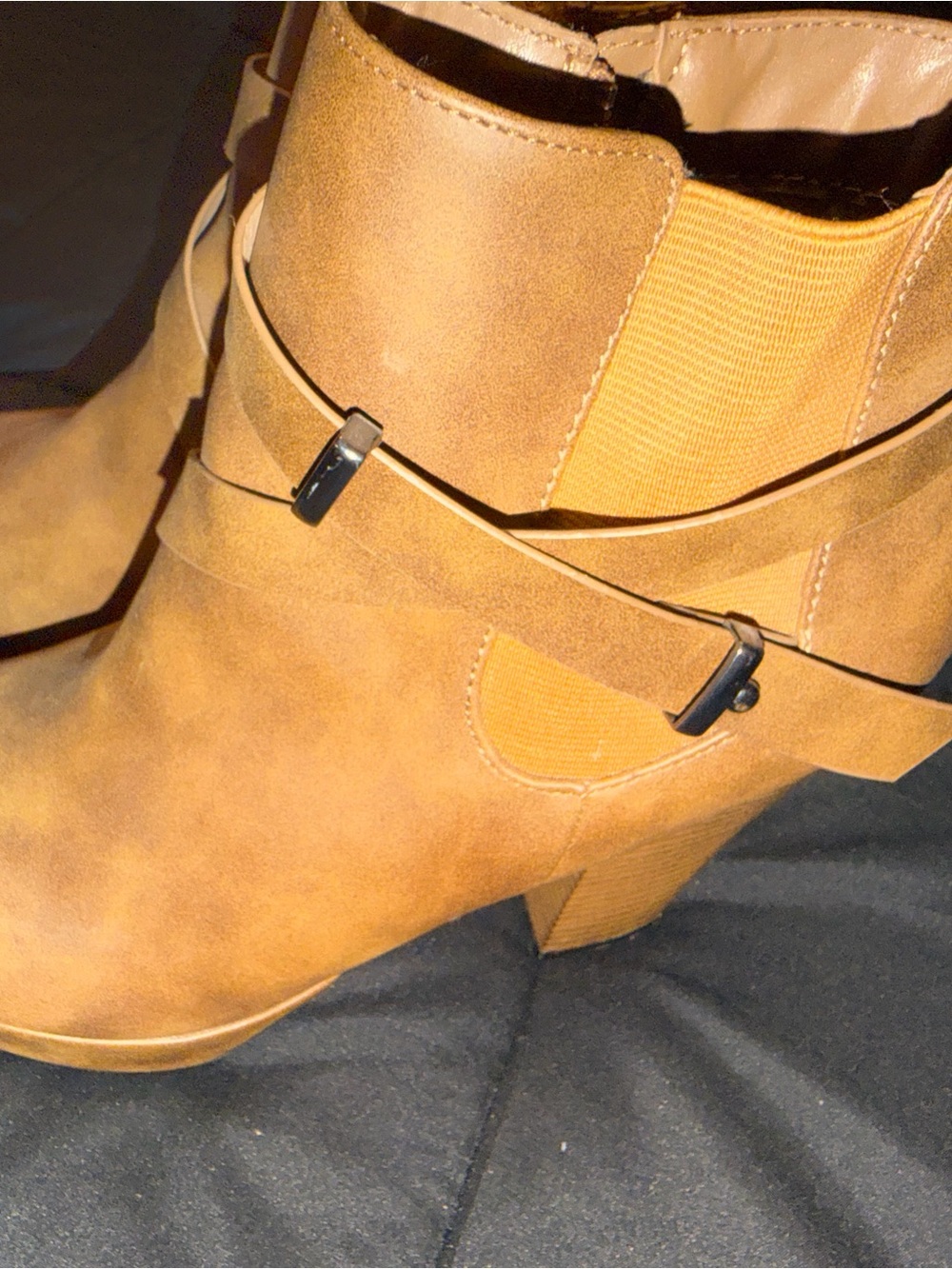 Nicole Tan Faux Suede Ankle Booties with Strap Detail